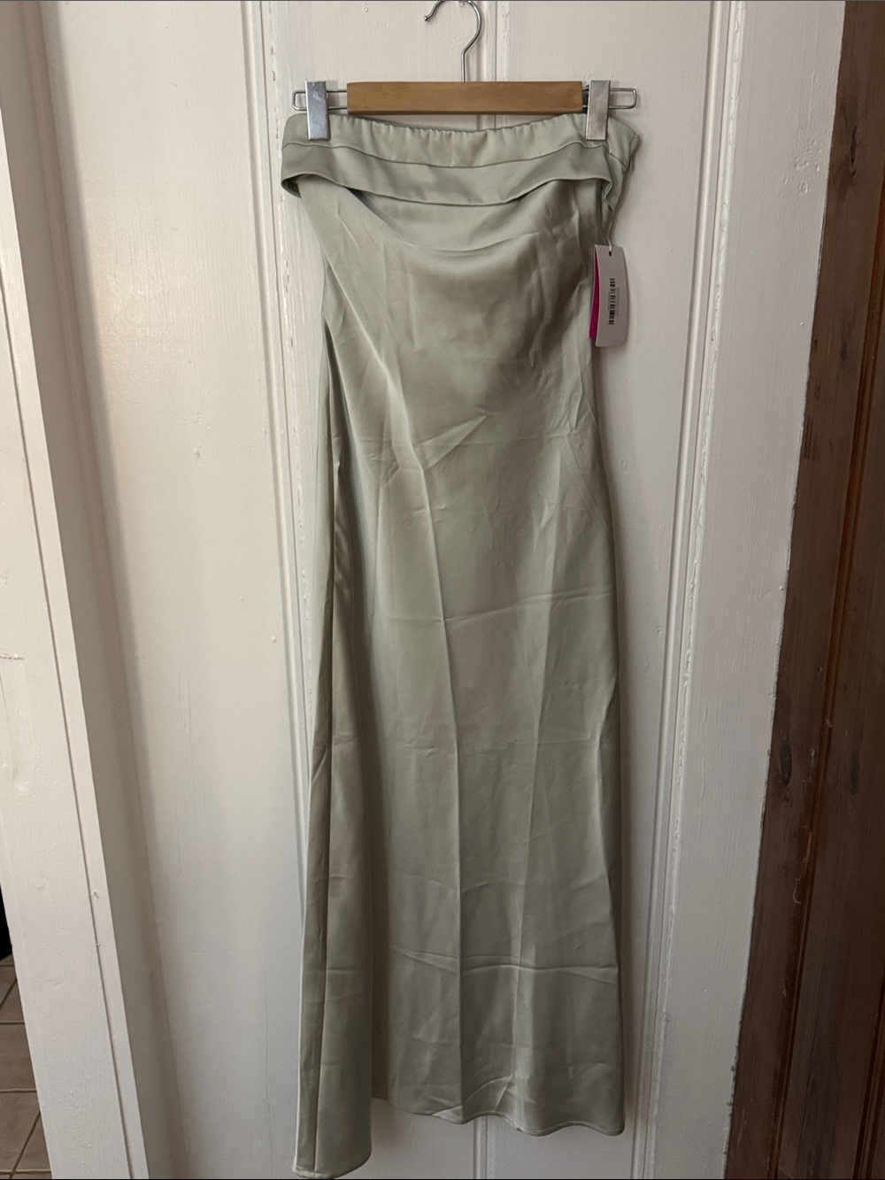 Elegant Strapless Maxi Dress in Pale Sage